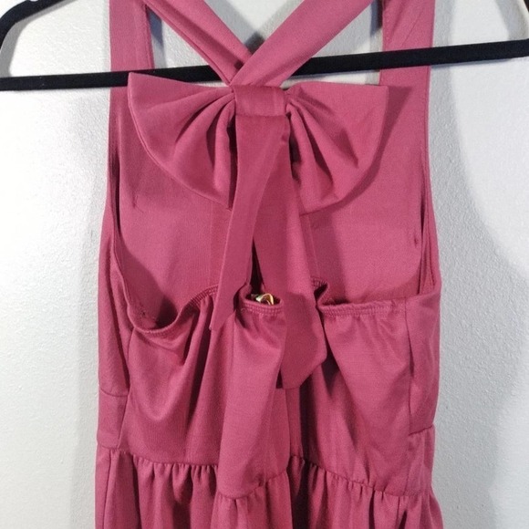 ModCloth Yellow Star Pleated Bow Back Dress Large - Picture 6 of 9